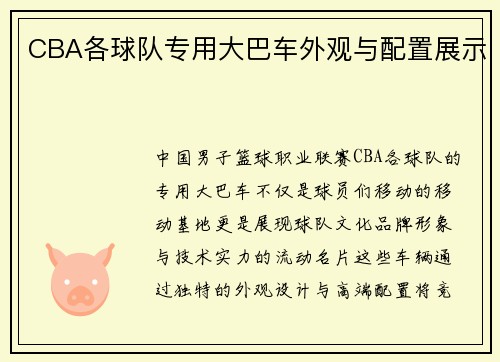 CBA各球队专用大巴车外观与配置展示